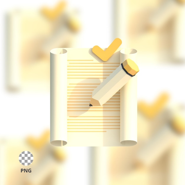 PSD document checkist 3d icon