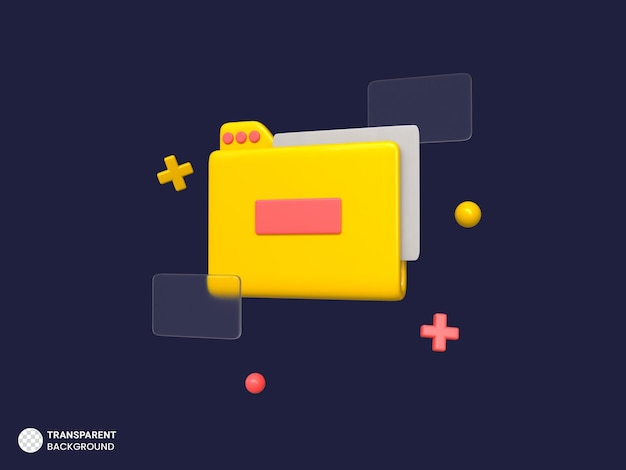 Document folder icon isolated 3d render illustration