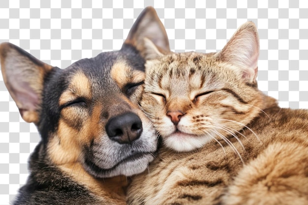 PSD dog cat cuddling peaceful friendship