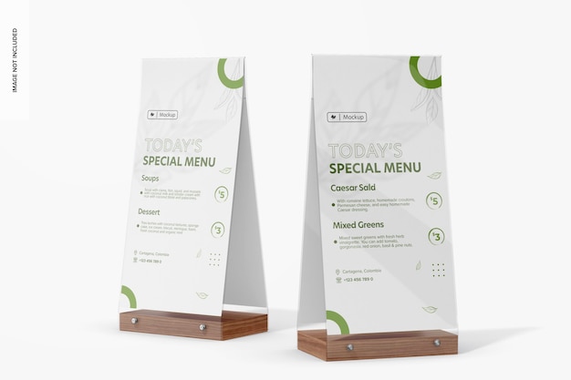 Double-Sided Display Menu Holders Mockup