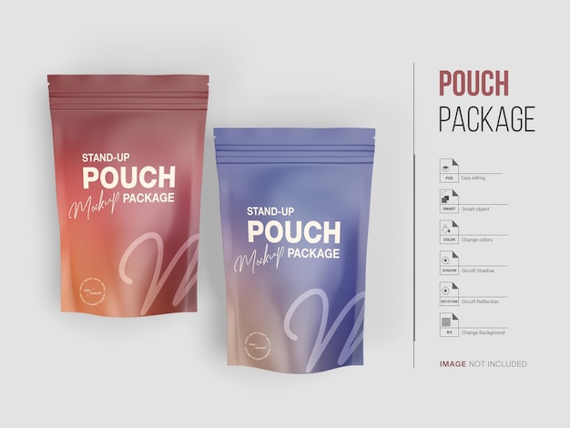 Doypack pouch realistic rendering plastic bag mockup for branding