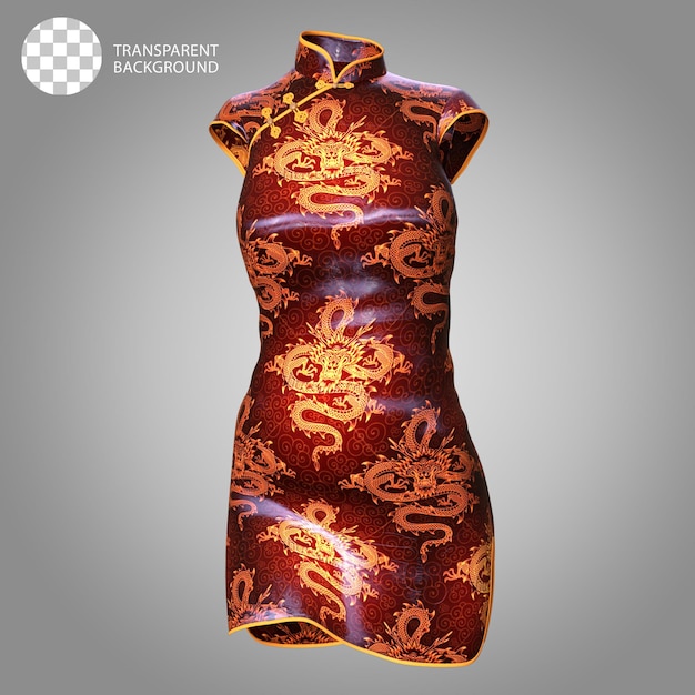 PSD dress chinese traditional female fashion cloth isolated 3d rendered illustration