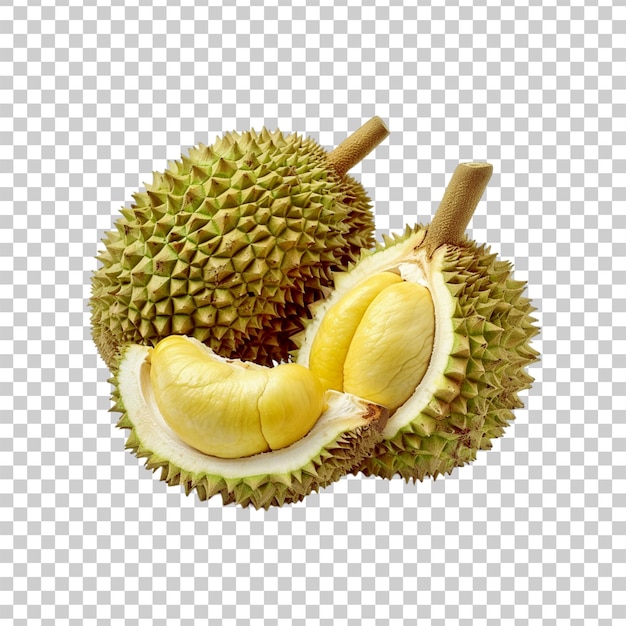 Durian fruits isolated on a transparent background