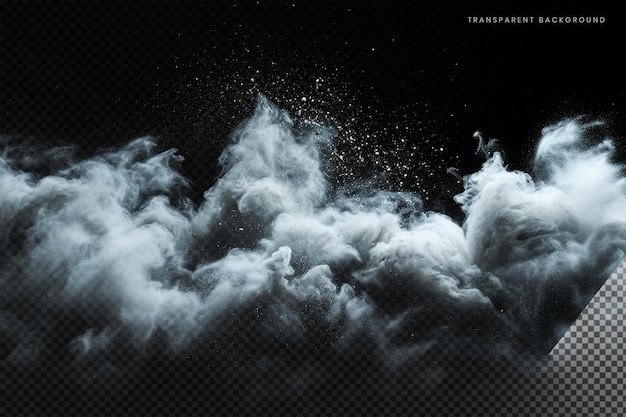 Dust sand cloud with stones and flying dusty particles on transparent background