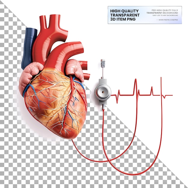 PSD ecg electrodes attach to the skin to transmit heart signals on transparent background