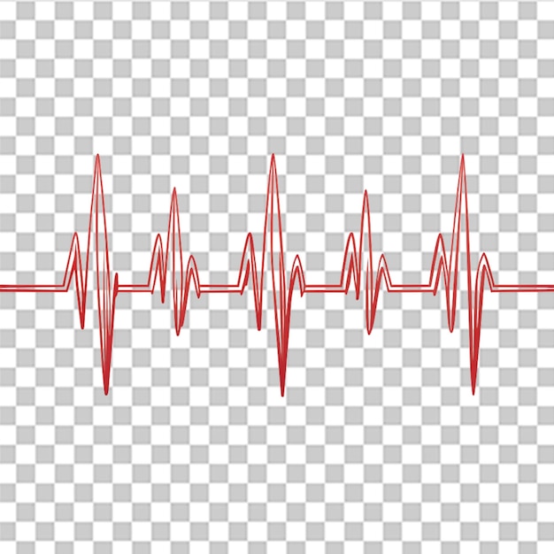 PSD ecg heartbeat lines hand sketched isolated on transparent background