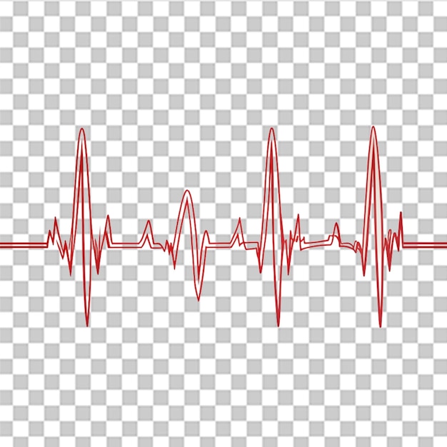 PSD ecg heartbeat lines hand sketched isolated on transparent background