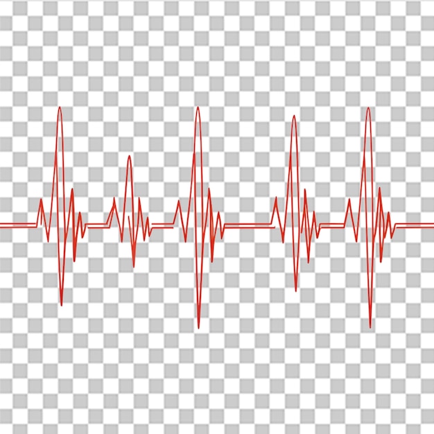 PSD ecg heartbeat lines handsketched isolated on transparent background