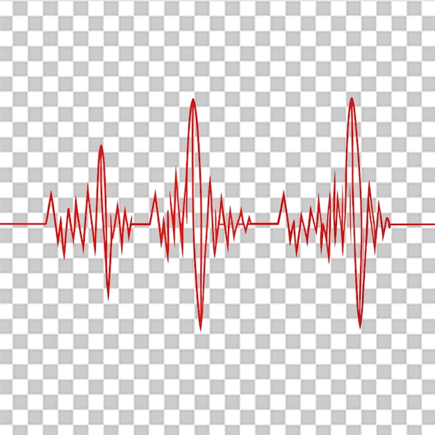 PSD ecg heartbeat lines handsketched isolated on transparent background