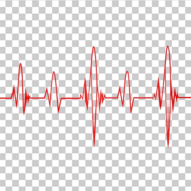 PSD ecg heartbeat lines handsketched isolated on transparent background