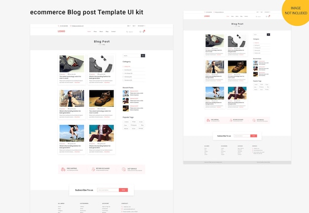 PSD ecommerce blog post template ui kit