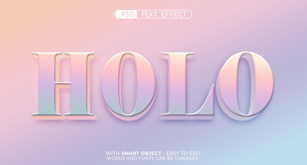 PSD editable holo text effect with 3d style