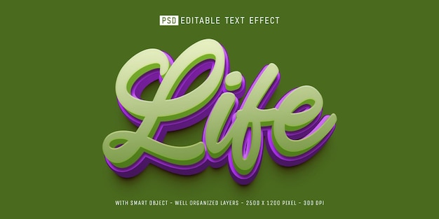 Editable text life with 3d style effect