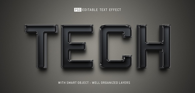 Editable text tech with effect 3d style