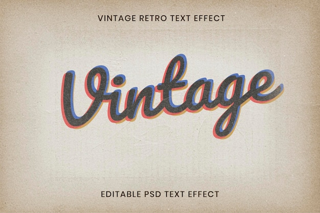 PSD editable vintage text effect psd template