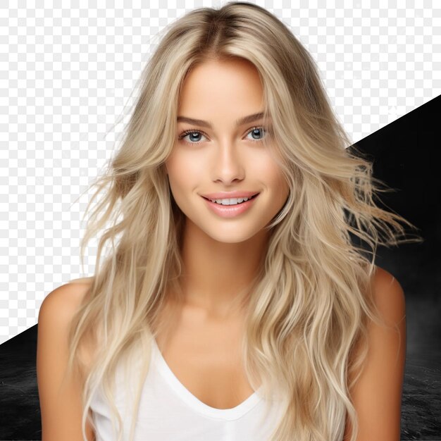 PSD een foto van een blonde vrouw met lang blond haar