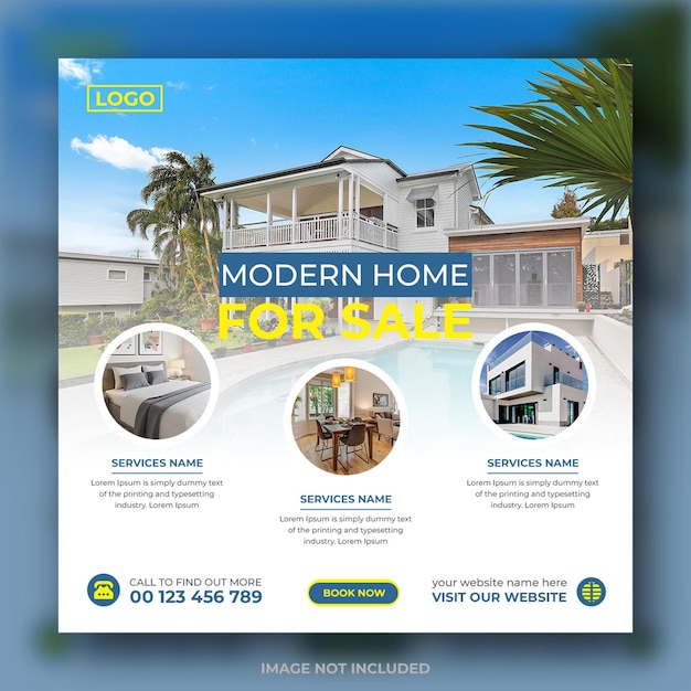 Elegant modern house sale social media banner for rent sale campaign Instagram post template