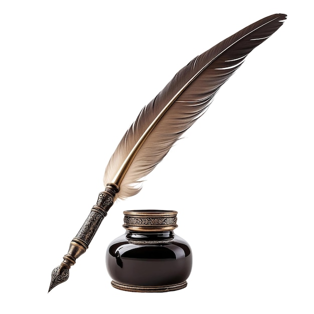 PSD elegant quill pen inkwell