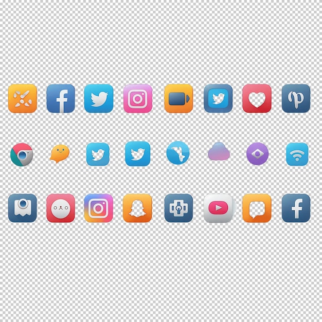 PSD elevated view of vivid social media day and like icons over isolated on transparent background