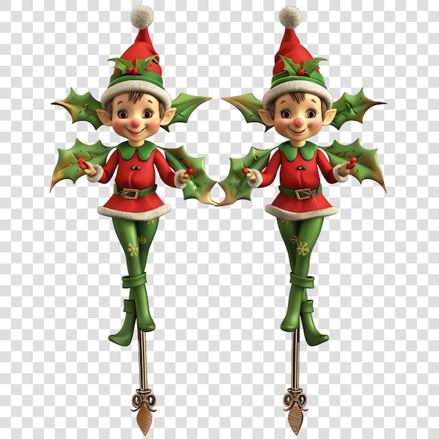 PSD elf tree toppers świąteczna ilustracja tła