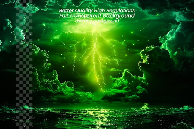 Emerald Bolts Green Thunder Lightning Effect op doorzichtige achtergrond