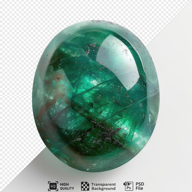 emerald cabochon with rich green coloration on a isolated background