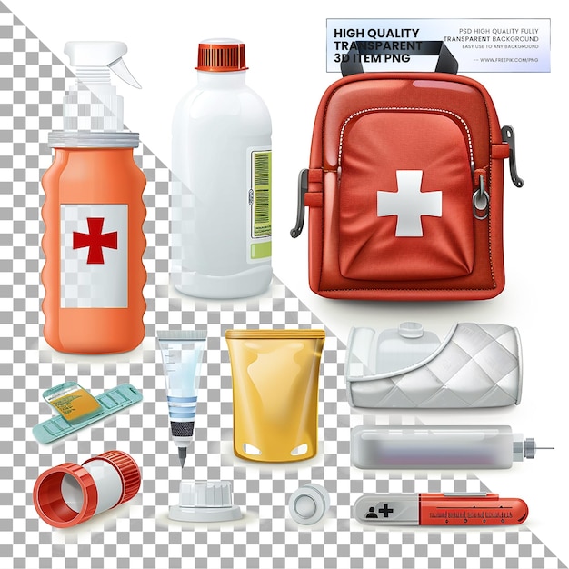 Emergency Medical Kits Contain essential items for emergencies on transparent background