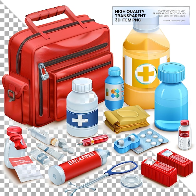 Emergency Medical Kits Contain essential items for emergencies on transparent background