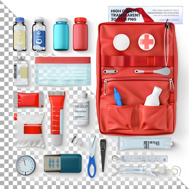 Emergency Medical Kits Contain essential items for emergencies on transparent background