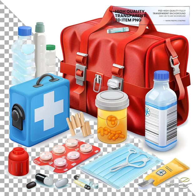 Emergency Medical Kits Contain essential items for emergencies on transparent background