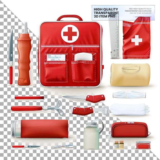 Emergency Medical Kits Contain essential items for emergencies on transparent background