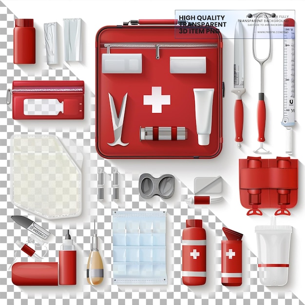 Emergency Medical Kits Contain essential items for emergencies on transparent background