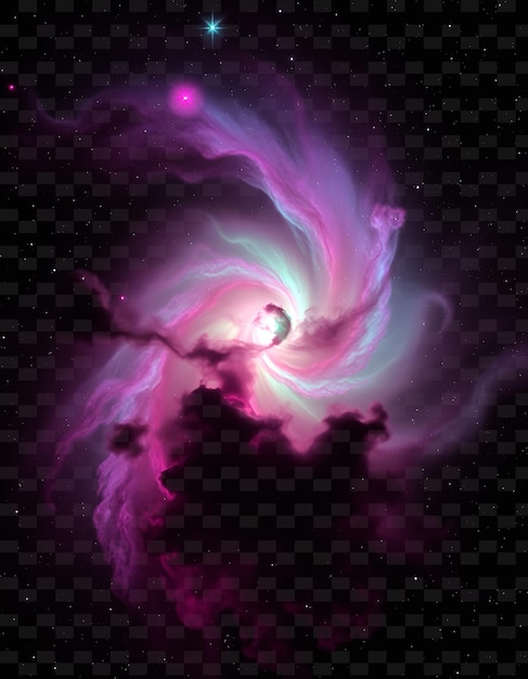 PSD emission nebula radiating with bold magenta and green undulating with ionizatio png neon backgroundn