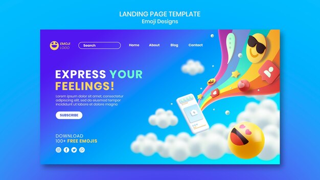 PSD emoji design landing page