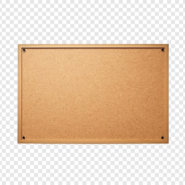 PSD empty space on cork board isolated on transparent background