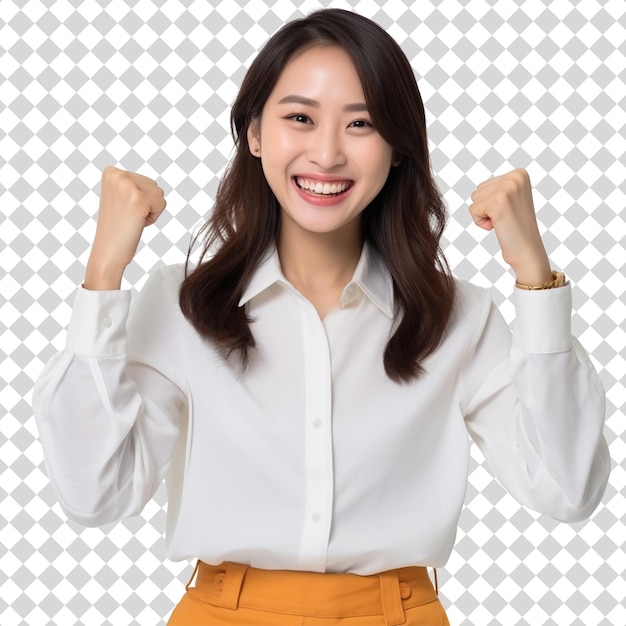 PSD excited business woman isolated on transparent background psd file format