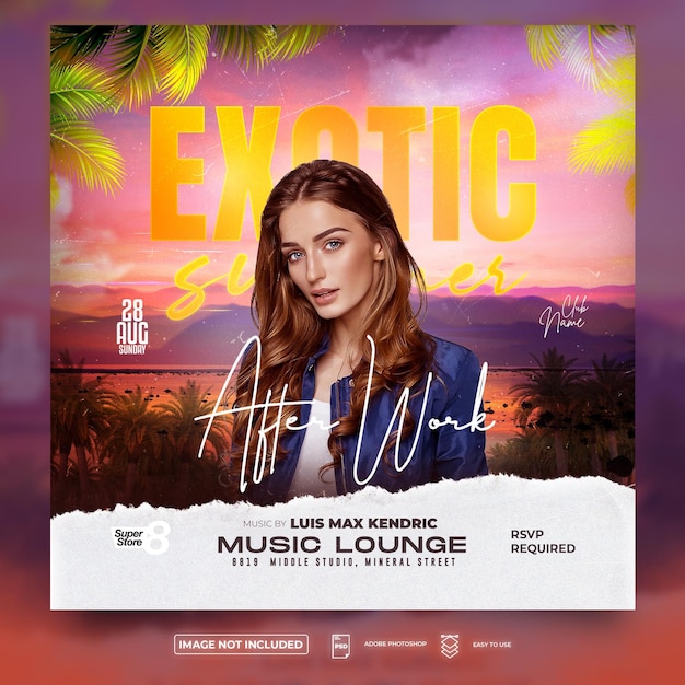 Exotic Summer Party Event Flyer Or Social Media Post Template