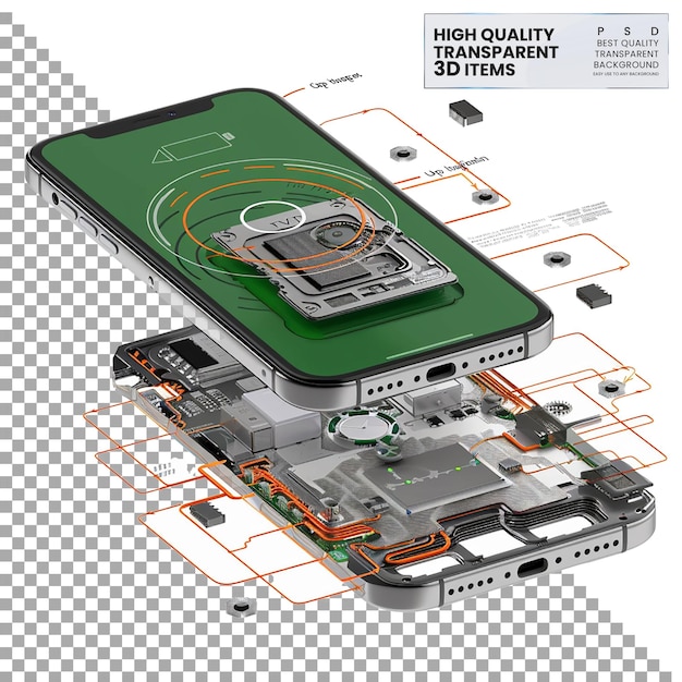 Exploded Diagram Showing Internal Components on Transparent Background