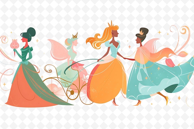 PSD fairy characters attending a ball design is whimsical and el flat illustration festival theme art