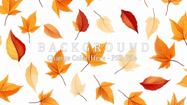 PSD falling autumn leaves on a white background