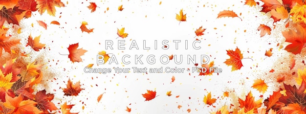 PSD falling autumn leaves on a white background