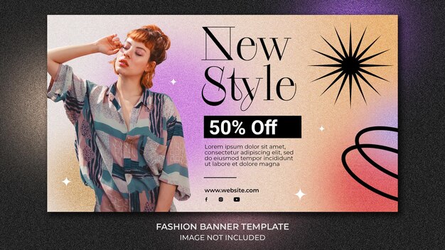 PSD fashion banner template with grainy background