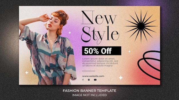 PSD fashion banner template with grainy background