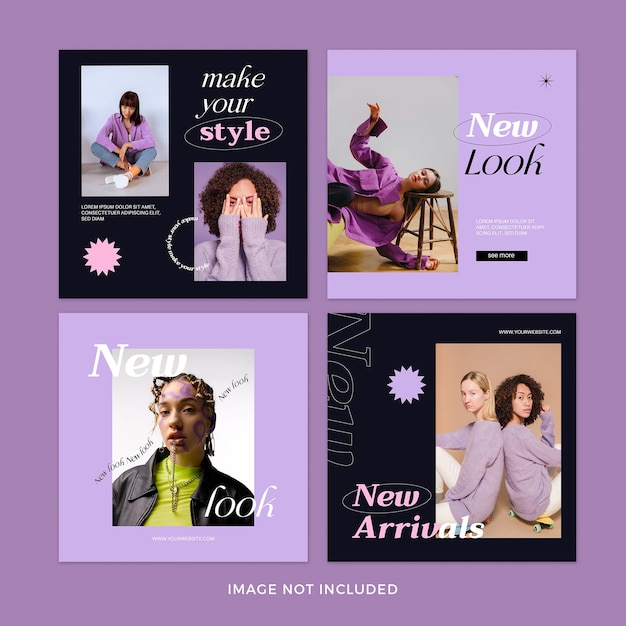 Fashion instagram post set Premium Psd