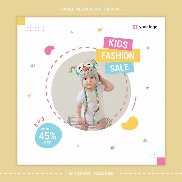 Fashion sale kids and baby social media post template