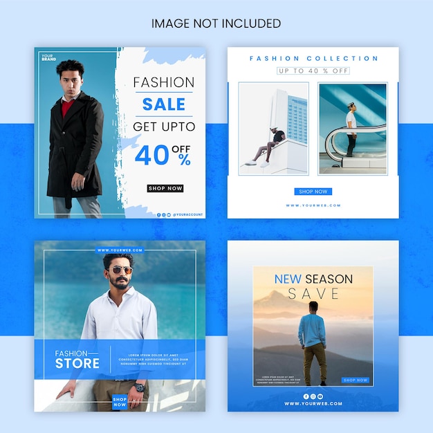 PSD fashion sale social media post template collection