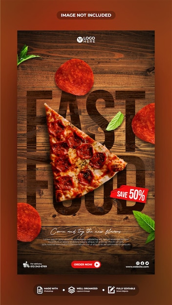 Fast food social media post story template