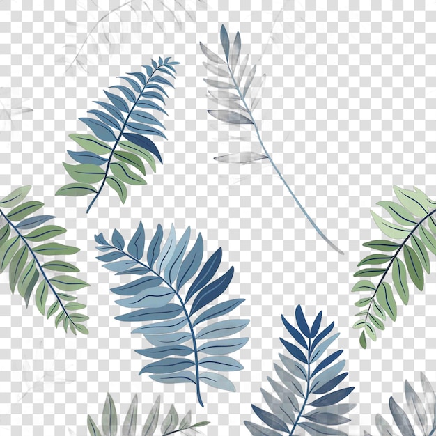 PSD fern leaves transparent background watercolor clipart