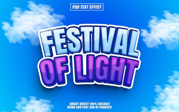 PSD festival of light text effect font editable typography 3d text