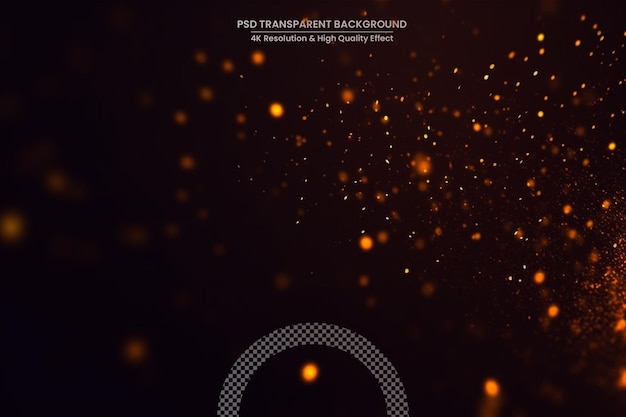 PSD fiery orange glowing flying away particles on black background burning fire embers glowing